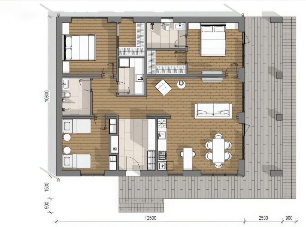Grundriss — Modulhaus 127 m²
