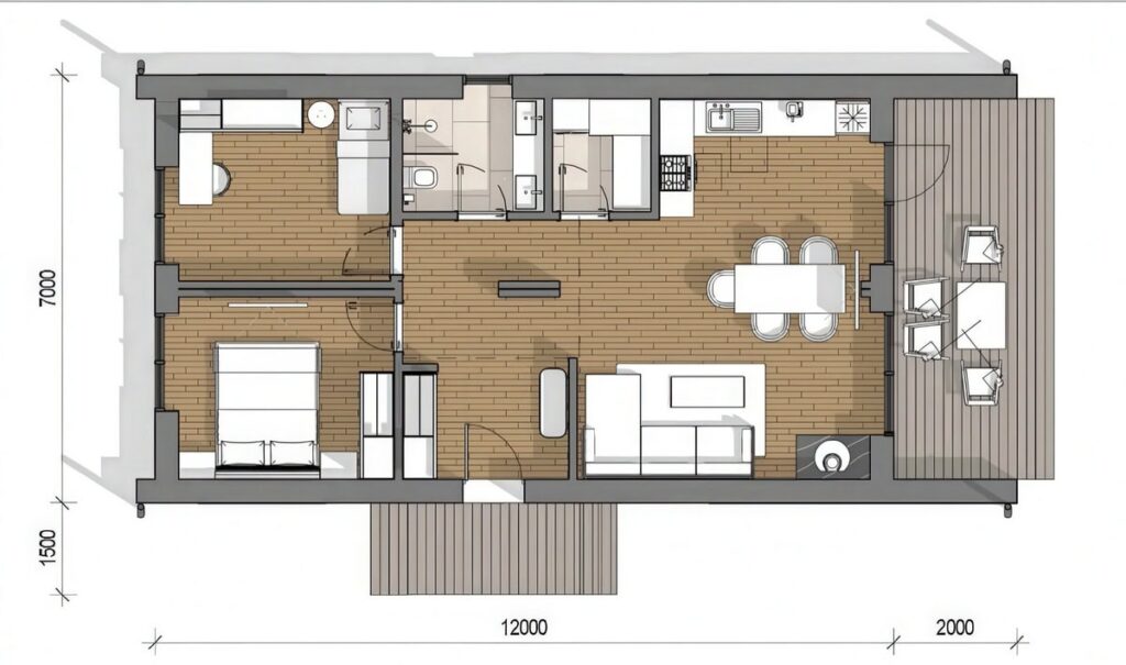 Modulhaus 98 m² — Visualisierung